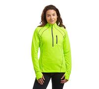 Time To Run Thermique Quick Dry Haut à Manches Longues Pour Courir l'hiver Avec Une Fermeture Éclair à l'encolure Pour Femmes 38 Vert Citron