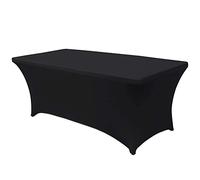 Time to Sparkle 8 Pieds Stretch Spandex Standard Folding Table Housse - Housse de Protection rectangulaire Universelle pour Mariage, Banquet et fête (Noir)