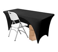 Time to Sparkle Housse de Table en Spandex Extensible de 4 Pieds, Housse de Table rectangulaire Universelle pour Mariages, banquets et fêtes Noir
