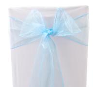 Time to Sparkle Lot de 50 rubans de chaise en organza Bleu layette 17 x 280 cm