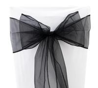 Time to Sparkle Lot de 50 rubans de chaise en organza pour décoration de fête - 17 x 280 cm - Noir