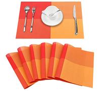 Time to Sparkle Lot de 6 Sets de Table Tapis de Table en Vinyle Antidérapants Napperons PVC Lavables Sets de Tables Salle à Manger (PVC-Orange)