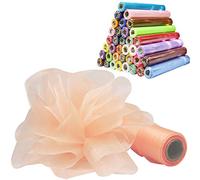 Time to Sparkle (Pêche) 29cm X 26M Rouleau Organza Chemin de Table Chaise Echarpe Nœud Mariage Ceremonie Fête Noël
