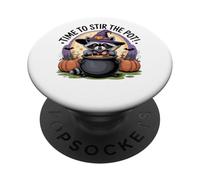 Time to Stir The Pot Raton Laveur Sorcière Halloween PopSockets PopGrip Adhésif