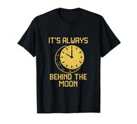 Time Warp 12:00 Derrière la lune Horloge numérique Art T-Shirt