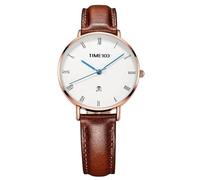 TIME100 Montre Femmes Plaque Mince Ceinture Mode Date Étanche Simple Affaires Quartz Cadeau Rouge Cuivre, Noir