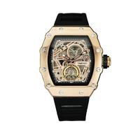 TIME100 Montre mécanique Automatique pour Homme avec Grand Cadran et Bracelet en Silicone réglable, Rose Gold, Tendance