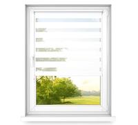 time4blinds Mini Basic Store Enrouleur Jour et Nuit sans Perçage - Convient à Tous Les Types de Fenêtres - Installation Non Invasive - 1400x2500 - Blanc Classique - Gauche