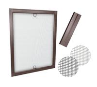 Time4Blinds Moustiquaire de Fenêtre Grise - Protection Contre Les Insectes - Maille Solide en Fibre de Verre - Cadre en Aluminium - Support à Ressort Universel - 130x150 - Cadre Marron