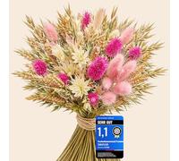 TIME4FLEUR Fleurs séchées attachées à la main - Fleurs décoratives de qualité supérieure d'Europe - Fleurs séchées élégantes - Bouquet de fleurs séchées pour décoration de table, salon, cadeau (rose