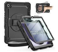 Timecity Coque pour Samsung Galaxy Tab A11+ Plus 11'' 2025/ A9+ Plus 11'' 2023, Coque Antichoc avec Protecteur D'écran Porte-Stylo [Dragonne Rotative à 360] et Support, Noir