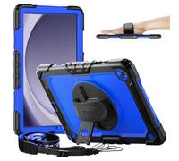 Timecity Coque pour Samsung Galaxy Tab A9 Plus 11" 2023 SM-X210/X216/X218, avec protecteur d'écran intégré, support pivotant à 360°, dragonne et bandoulière pour Galaxy Tab A9 Plus 2023 - Bleu foncé
