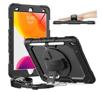 Timecity - Étui de Protection Compatible avec iPad 10,2 Pouces 2019/2020, 8e/7e génération Porte-Stylet, Support Rotatif à 360°, Sangle d'épaule réglable et d'écran intégrée