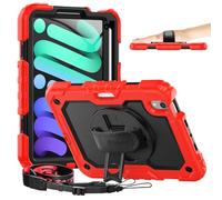 Timecity Étui pour iPad Mini 6ème génération 2021 8,3", iPad Mini 6, étui avec protecteur d'écran, porte-crayon, béquille et dragonne, pour iPad Mini 7,3" - Rouge