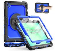 timecity Étui pour Samsung Galaxy Tab A11 Plus 2025 11" - Résistant aux chocs - Avec protection d'écran - Support rotatif à 360° - Dragonne - Bandoulière - Avec porte-stylo pour A11 Plus 11" - Bleu