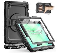 timecity Étui pour Samsung Galaxy Tab A11 Plus 2025 11"/Tab A9+ Plus 11" (2023), résistant aux chocs, avec film de protection, support rotatif à 360°, dragonne et bandoulière, pour A11 Plus 11, noir