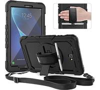 Timecity Étui pour Samsung Galaxy Tab A6 10.1 2016 (SM-T580/ T585/ T587), Coque robuste antichoc, Housse avec protecteur d'écran, support rotatif à 360 degrés, bandoulière/sangle de main, porte-stylo