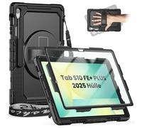 timecity Étui pour Samsung Galaxy Tab S10 FE+ Plus 13,1 pouces 2025, Étui robuste avec protection d'écran, support rotatif à 360°, dragonne, bandoulière, porte-stylo, S10 FE+ extérieur résistant aux