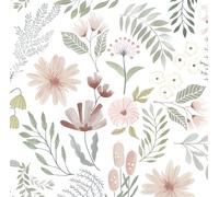 Timeet 44cm*3m autocollante Peinture murale fleurs blanc Feuille autocollante à fleurs feuilles Peinture murale autocollante autocollante vinyle wasserdichte Feuille autocollante pour...