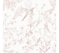 Timeet 44x300c autocollante Peinture murale rose und blanc autocollante Peinture murale à fleurs vintage vögel Feuille autocollante pour meubles vinyle Peinture murale autocollante pour...
