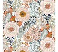 Timeet Papier peint autocollant - 44 cm x 10 m - Motif fleurs vintage - Film décoratif imperméable - Blanc et rose - Pour mur, meubles, salon