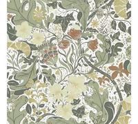 Timeet - Papier peint autocollant botanique - Fleurs blanches - Film adhésif vert - 41 x 300 cm - Imperméable - Vinyle pour meubles, cuisine, chambre à coucher