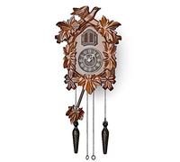 TIMEGEAR Cuckoo Clock with Night Mode, Hand Carved Decorations and Swinging Pendulum (Brown)