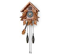 TIMEGEAR Horloge Coucou avec Mode Nuit, Oiseau Chantant, décorations en Bois et Pendule oscillant (Marron)