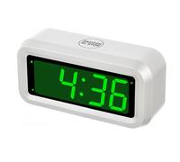 Timegyro Alarme numérique clcok,Horloge de Bureau alimentée par Piles Uniquement,3 Niveaux de luminosité réglable,12/24 Heures,répétition,Grand écran LED de 3cm,réveils de Chevet Chambre,Blanc/Vert