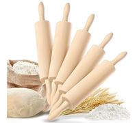 TIMELEOS Rouleaux à pâtisserie - Rouleau à pâte avec axe métallique - Rouleau à pâte comme accessoire de pâtisserie - Rouleau à pâte en bois de hêtre pour rouler la pâte (Beech, 5x Teigrolle groß)