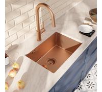 Timeless 55x45x21 cm évier sous plan en inox 304 + mitigeur inox avec douchette extractible, cuivre brossé (TMLKSU-5545BCP-M2)