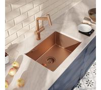 Timeless 55x45x21 cm évier sous plan en inox 304 + mitigeur inox avec douchette extractible, cuivre brossé (TMLKSU-5545BCP-M1)