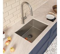Timeless 55x45x21 cm évier sous plan inox 304 + mitigeur inox avec douchette extractible, gun metal brossé (TMLKSU-5545BGM-M2)
