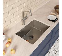 Timeless 55x45x21 cm évier sous plan inox 304 + mitigeur inox avec douchette extractible, gun metal brossé (TMLKSU-5545BGM-M1)