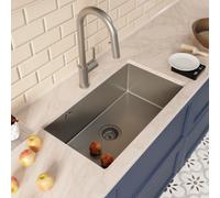 Timeless 68x45x21 cm évier sous plan inox 304 + mitigeur inox avec douchette extractible, gun metal brossé (TMLKSU-6845BGM-M2)