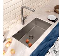 Timeless Évier de cuisine sous plan en inox 304, 68x45x21 cm, Gun Metal brossé PVD