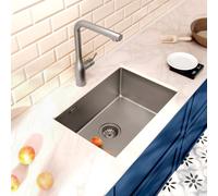 Timeless Évier de cuisine sous plan inox 304, 1 bac, 55x45x21 cm, Gun Metal brossé PVD