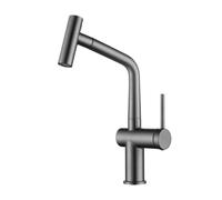 Timeless mitigeur d'évier à levier en acier inoxydable avec douchette extractible, monotrou, gun metal brossé (TMLKF185BGM)