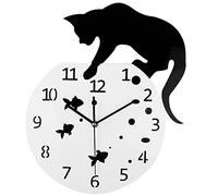 Timelike Horloge Murale créative en Forme de Chat - Décoration d'intérieur - Motif Chat sur Horloge - Miroir de Salon - Design Mural 3D