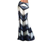 TIMEMEAN Femmes Stretchy Imprimé Midi Genou Longueur Jupe Taille élastique Crayon Moulante Longue Maxi Jupes