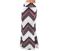 TIMEMEAN Femmes Stretchy Imprimé Midi Genou Longueur Jupe Taille élastique Crayon Moulante Longue Maxi Jupes