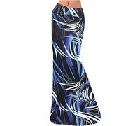 TIMEMEAN Femmes Stretchy Imprimé Midi Genou Longueur Jupe Taille élastique Crayon Moulante Longue Maxi Jupes