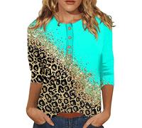 TIMEMEAN Lot T Shirt Femme Chemisier Femme Classique T-Shirt Italie Chemisier Brodé Femme Blouse Casual T Shirt Écriture Femme Chemise à Bouton De Manchette Linen Blouse Turquoise Vêtements Femme