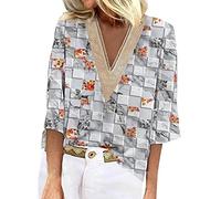 TIMEMEAN T-Shirt Ample Chemisier Satin Rose Tunique Tops Dentelle Grande Taille Top Blanc Volant Blouses Femme Été 2023 Blanche Pull Col