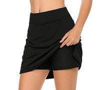 TIMEMEAN TIMEMEANjupe5584 Jupe De Sport pour Femme avec Short Mini-Culotte D'EntraîNement De Course De Golf De Couleur Unie, #01noir, XL