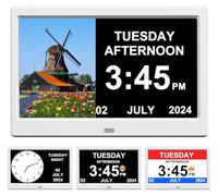 TIMEMOON Réveil avec jour et date pour personnes âgées 17,8 cm Horloge calendrier numérique (sans batterie), mémoire de panne de courant, DST- Affichage automatique à intensité variable 15 options