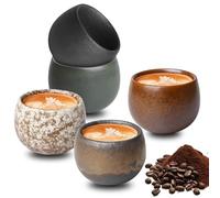 Timeout Mini Lot de 5 tasses à expresso 50 ml en faïence, faites à la main, design moderne, pour moka, thé, saké, passe au lave-vaisselle