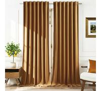 Timeper Lot de 2 Rideaux occultants Extra Longs en Velours avec Pattes arrière pour Salon, 132 x 304,8 cm (l x L), doré