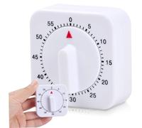 Timer de la cuisine 60min manuel de cuisine temporisateur blanc plastique en plastique chronique mécanique 2.4x2.4x1 Timer pour la cuisson, la cuisson, la tricot de cuisine manuel de cuisine