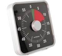 Minuteur de Cuisine FISHTEC Mécanique et Magnétique - INOX - Affichage Temps Restant avec Alarme Sonore - Timer pour Cuisson, Ecole, Salle de Classe - 60 Minutes (Noir, Grand)